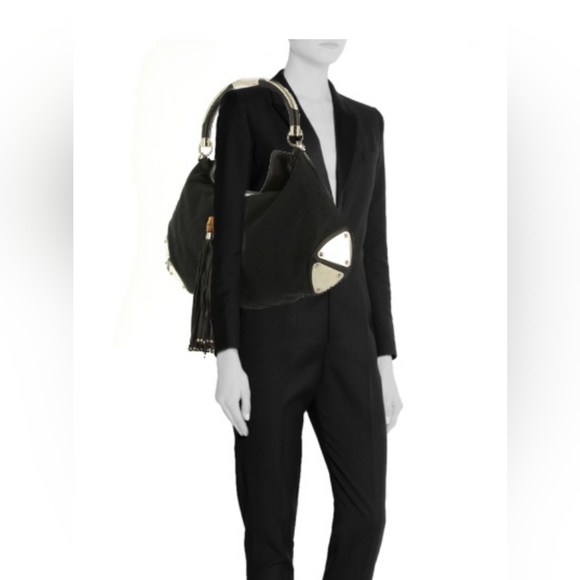 🔥SOLD🔥GUCCI Black GG Fabric Medium Babouska Indy Top Handle Bag - Picture 3 of 17